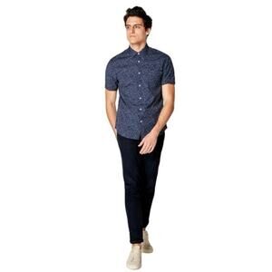 Good Man Brand Men’s On Point Slim Fit Button Down Shirt Blue Floral Size Large